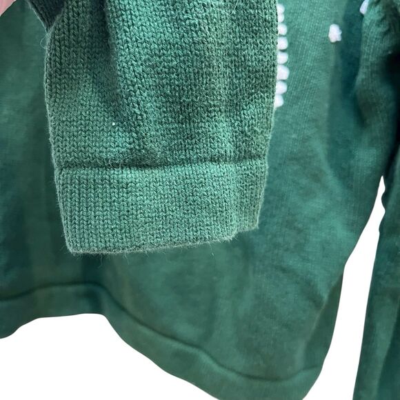 Vintage Liz Claiborne Reindeer Christmas Sweater Women’s S Green Knit Holiday - Picture 5 of 6